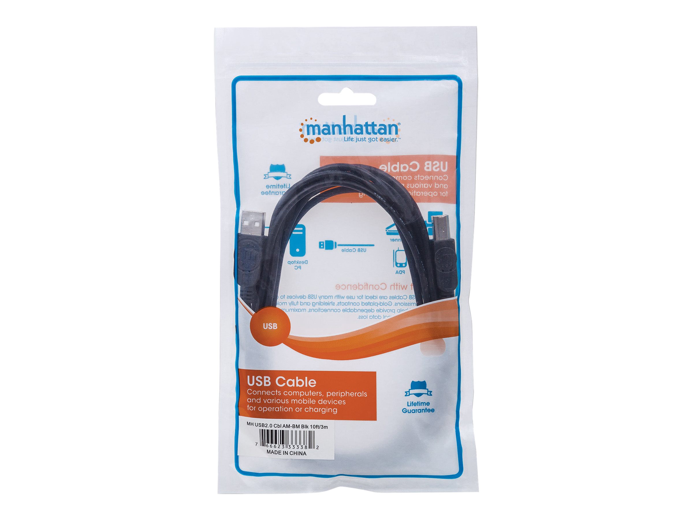 Manhattan USB-A to USB-B Cable, 5m, Male to Male, 480 Mbps (USB 2.0)