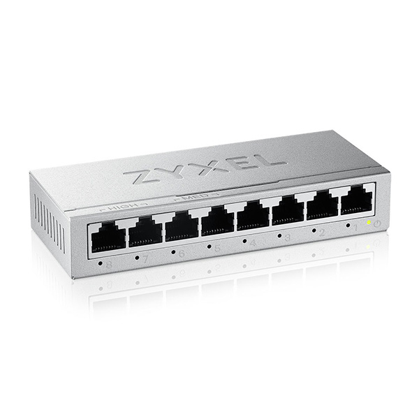 ZyXEL GS-100 series GS-108B - Version 5 - Switch - unmanaged - 8 x 10/100/1000 - Desktop - wandmontierbar, Ansicht 3