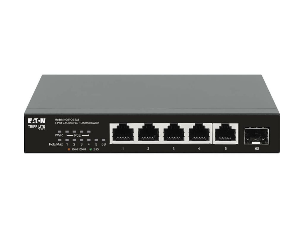 Eaton Tripp Lite series Desktop Gigabit Ethernet Unmanaged Switch PoE+ Pass-Through 5-Port 2.5 Gbps 70W, Ansicht 5