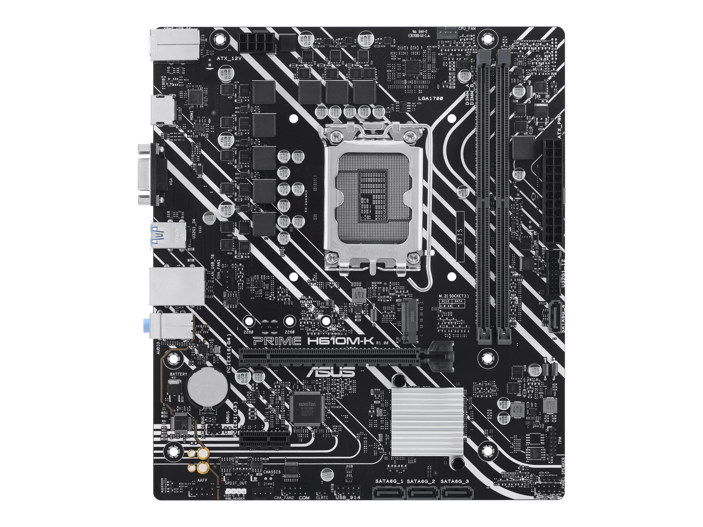 ASUS PRIME H610M-K - Motherboard - micro ATX - LGA1700-Sockel - H610 Chipsatz - USB 3.2 Gen 1 - Gigabit LAN - Onboard-Gr