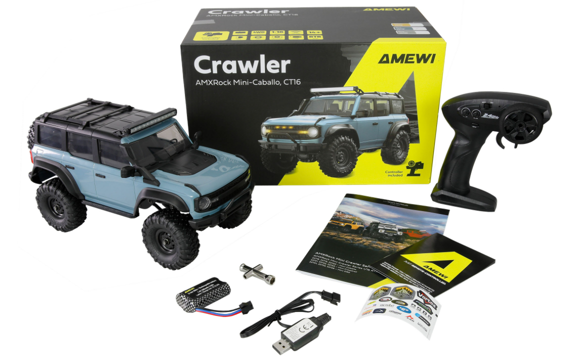 Amewi RC Crawler Mini-Cabalo AMXRock 4WD 1 16 RTR blau, Ansicht 2