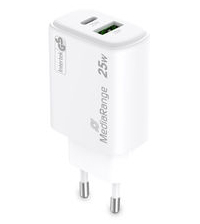 MEDIARANGE Ladegerät 25W 2-Port 1x USB-A/1x USB-C GaN weiß, Ansicht 3