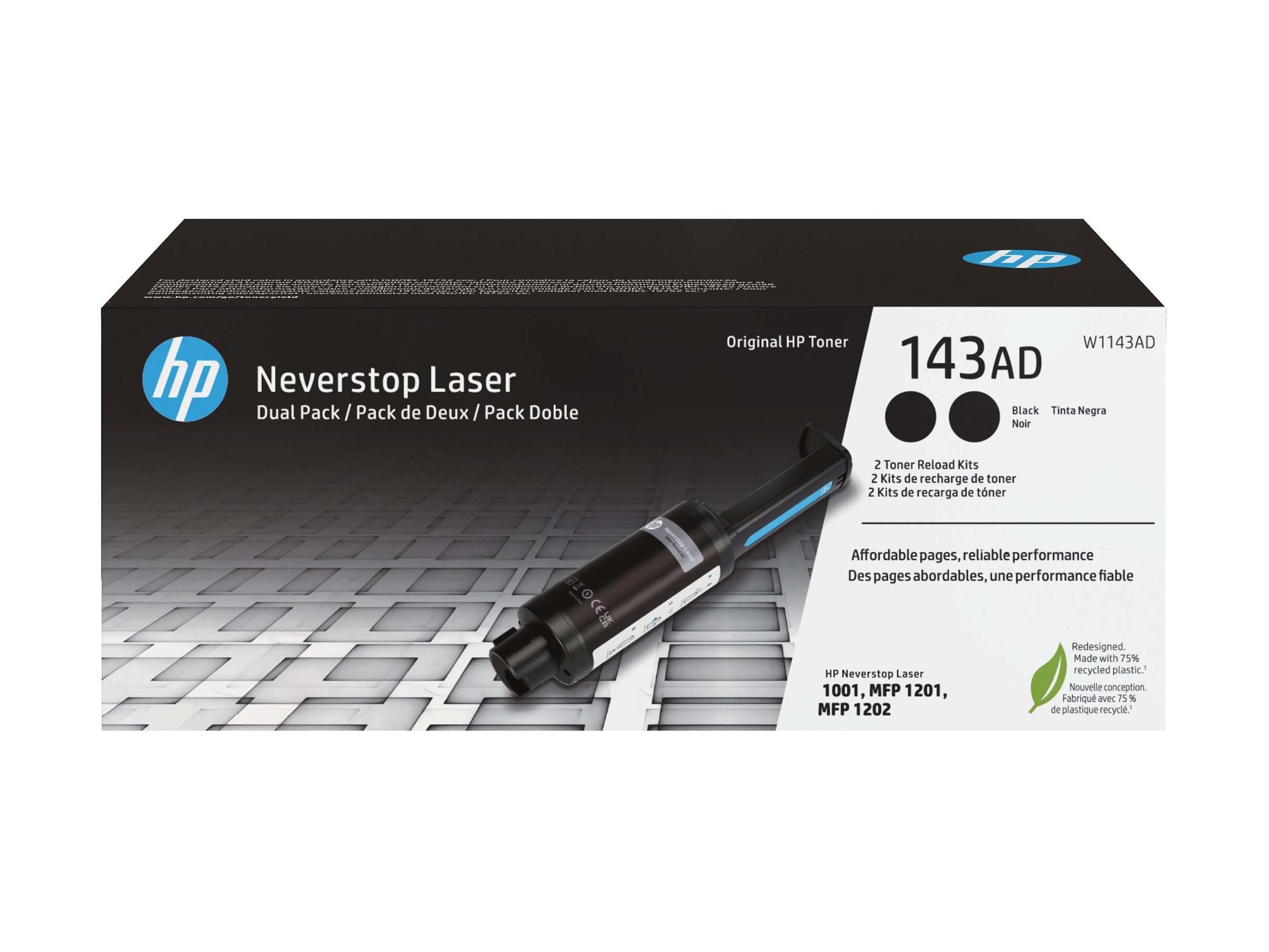 HP 143AD - 2er-Pack - Schwarz - Tonernachfüllung