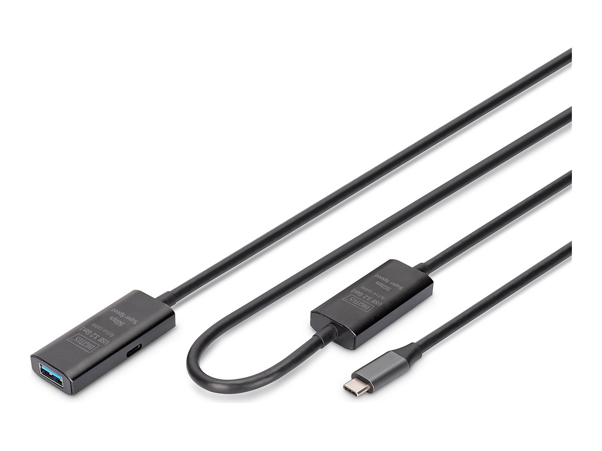 DIGITUS Aktives USB 3.2 Gen1 5G Verlängerungskabel, USB-C - USB-A, 10m