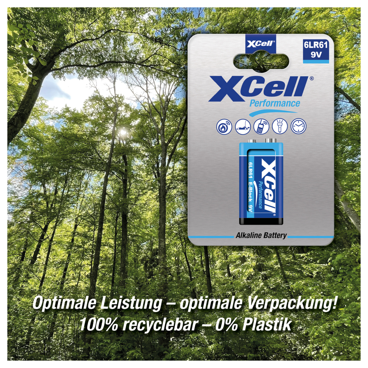 XCell Batterie Performance Alkaline 6LR61 Block 1St. - Batterie - 9V-Block, Ansicht 2