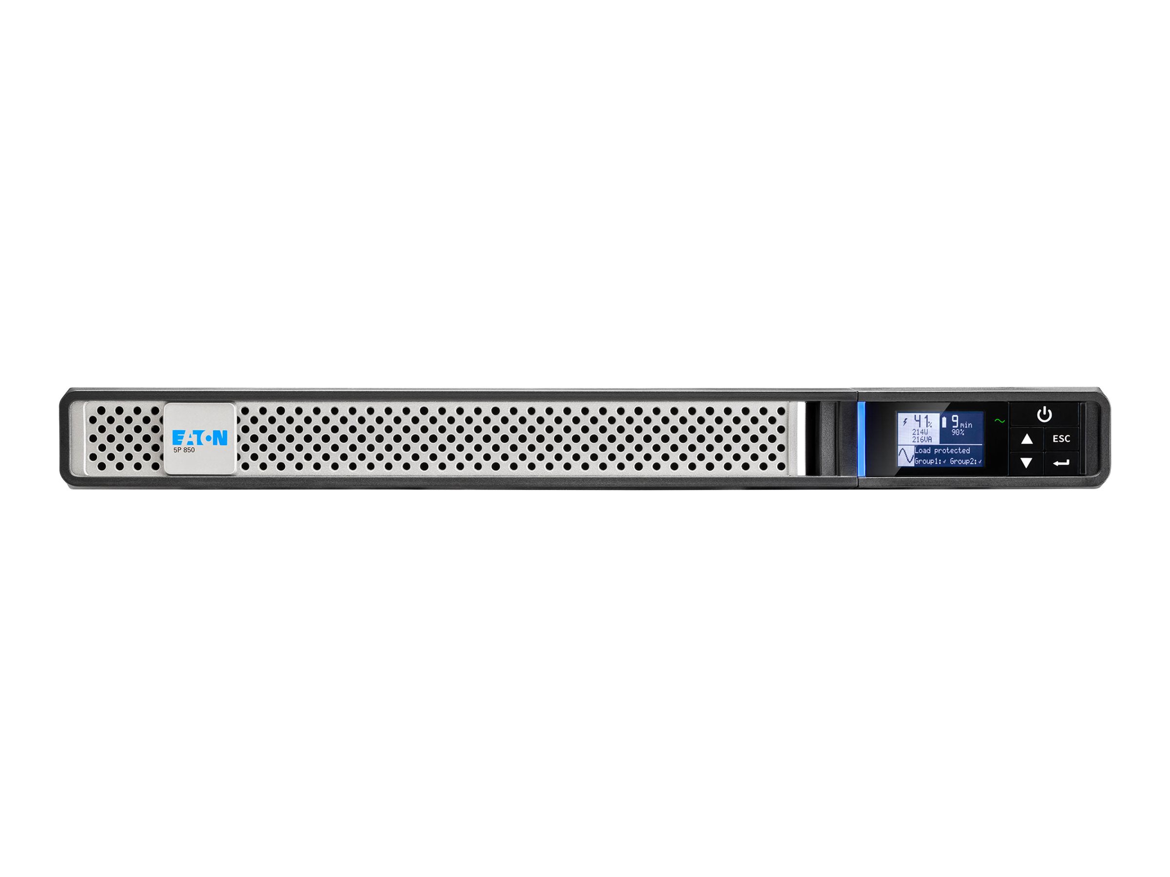 Eaton 5P 850iR - Gen 2 - USV (Rack - einbaufähig) - Wechselstrom 200/208/220/230/240 V - 680 Watt - 850 VA - 1-phasig - 7 Ah - RS-232, USB - Ausgangsanschlüsse: 4 - 1U - 48.3 cm (19")