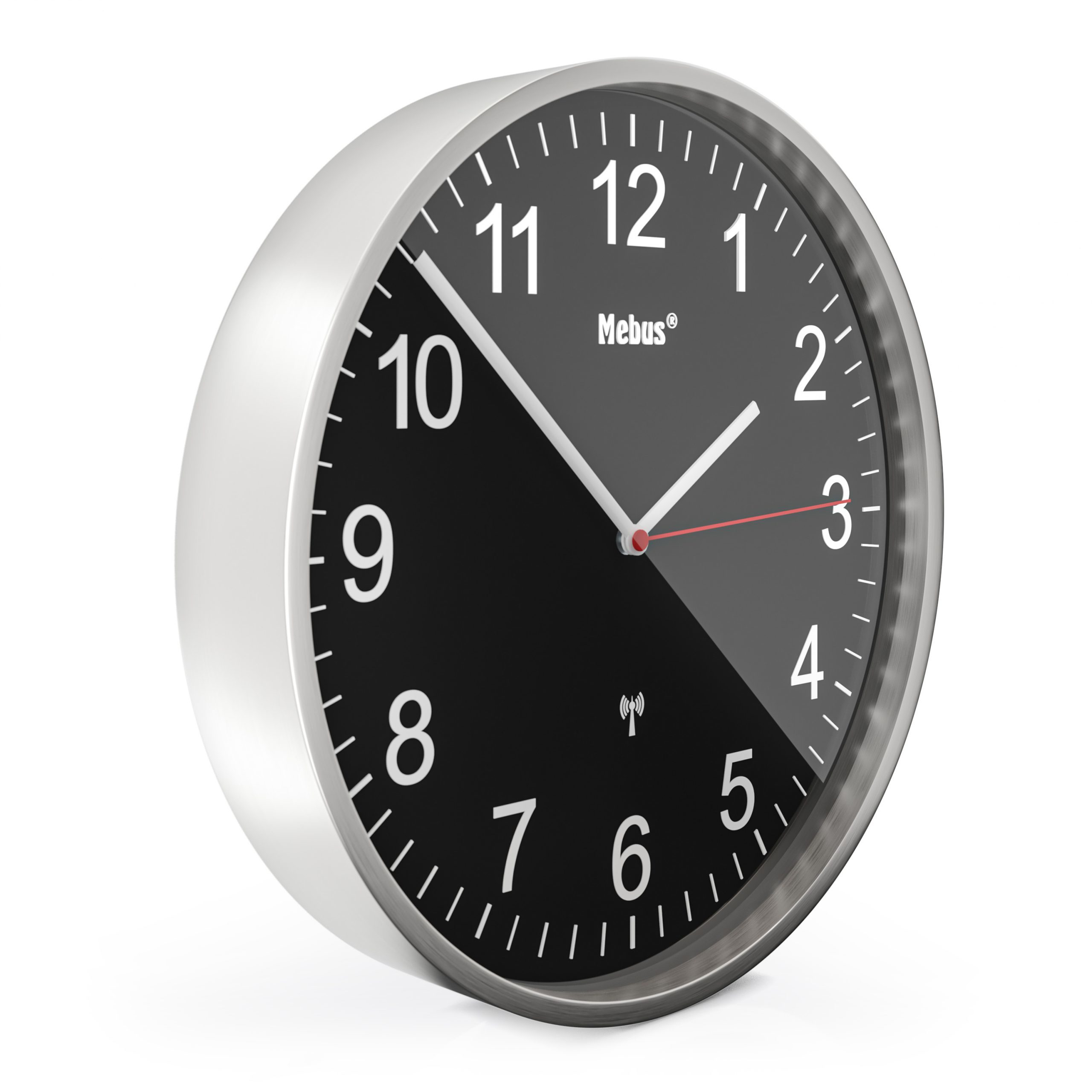 Mebus 19578 - Wand - Mechanische Uhr - Rund - Schwarz - Metallisch - Metall - Modern, Ansicht 2