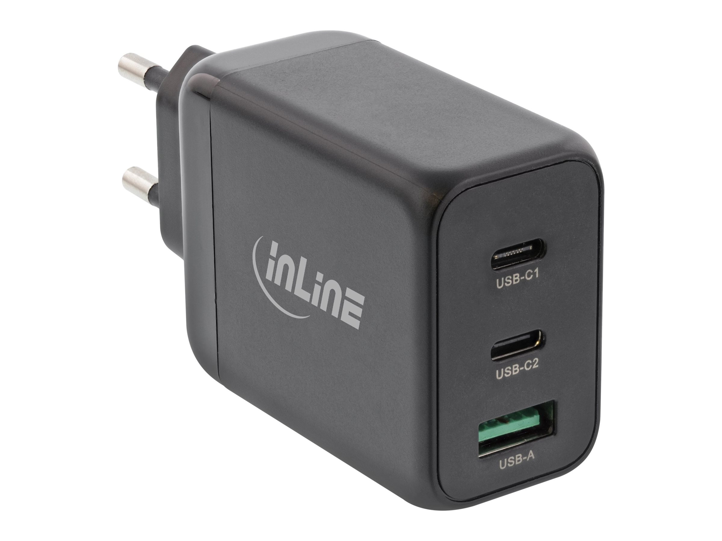 InLine USB PD Netzteil - GaN Ladegerät - 3-Port - Dual USB-C + USB-A - 65W - schwarz, Ansicht 5
