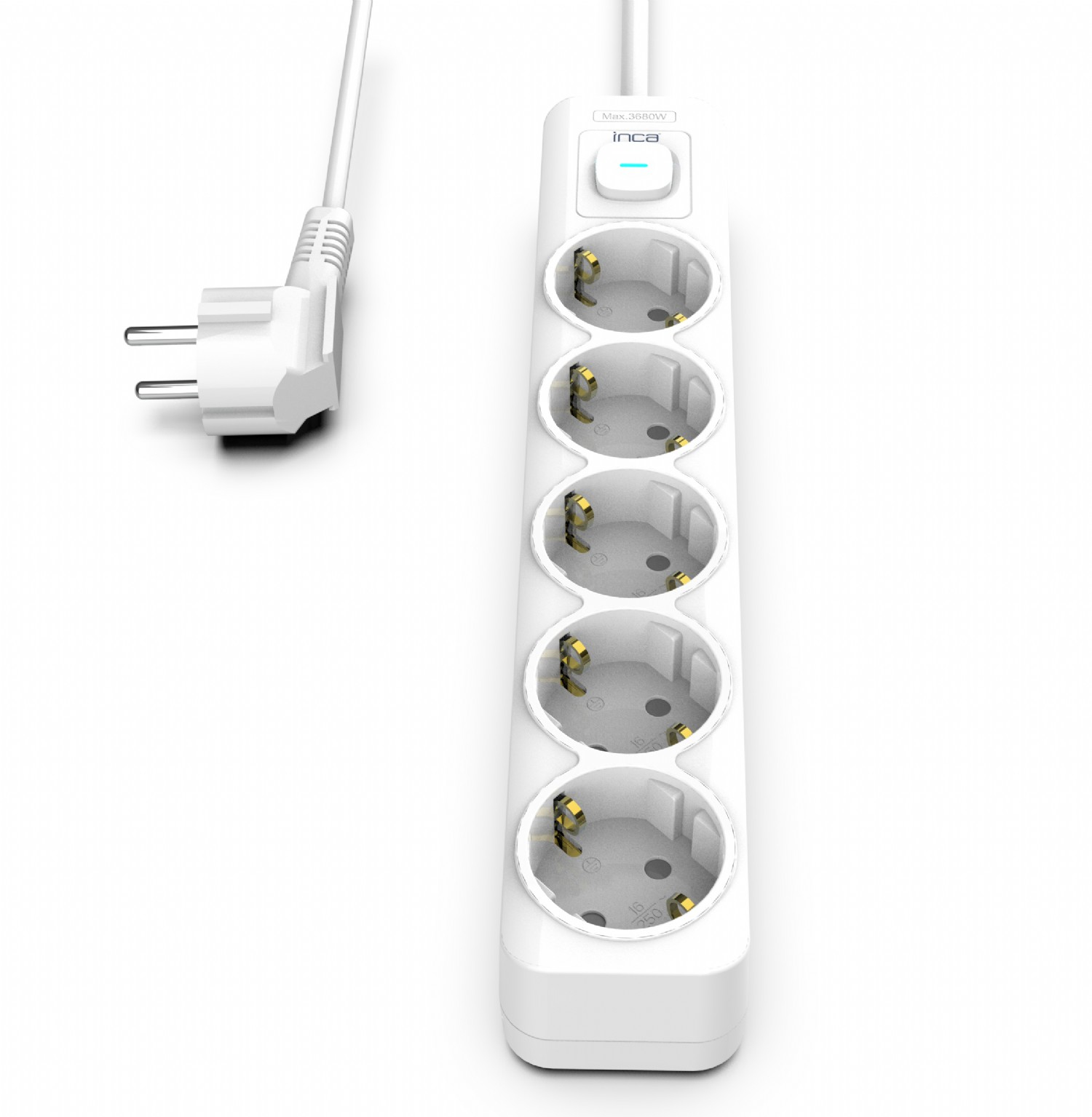 INCA Steckdosenleiste IPW-44GB 5fach LED Anz. Weiß 1.5m - Steckdosenleiste, Ansicht 2