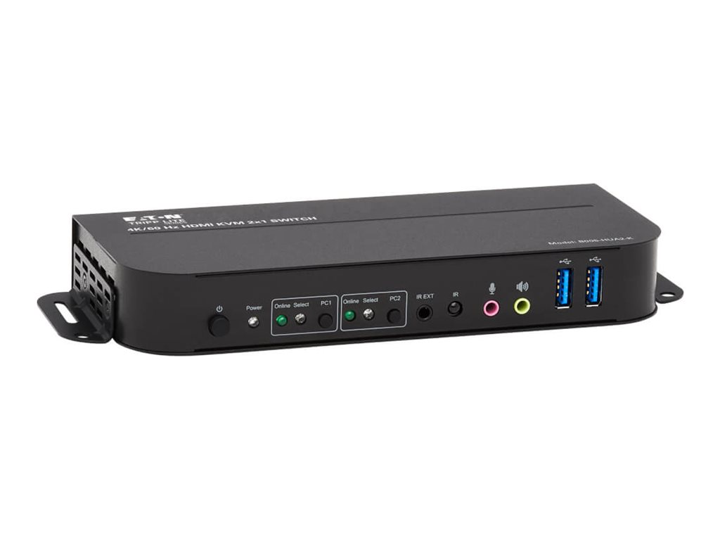 Eaton Tripp Lite series HDMI KVM, 2-Port 4K 60Hz 4:4:4, HDR, HDCP 2.2 Support, IR Remote and USB Cables