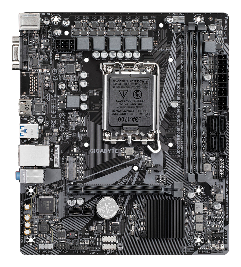 Gigabyte H610M H V3 DDR4 - 1.0 - Motherboard - micro ATX - LGA1700-Sockel - H610 Chipsatz - USB 3.2 Gen 1 - Gigabit LAN, Ansicht 2