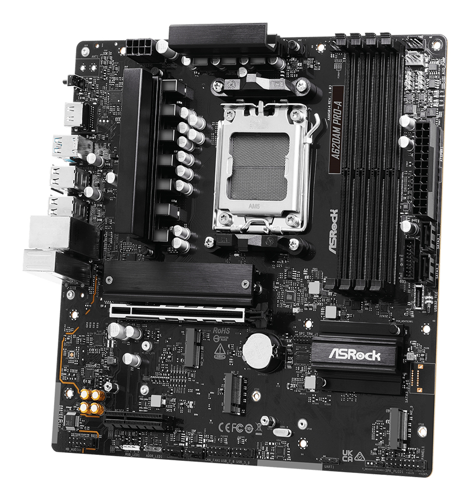 ASRock A620AM PRO-A - Motherboard - micro ATX - Socket AM5 - AMD A620A Chipsatz - 2.5 Gigabit LAN, Ansicht 3