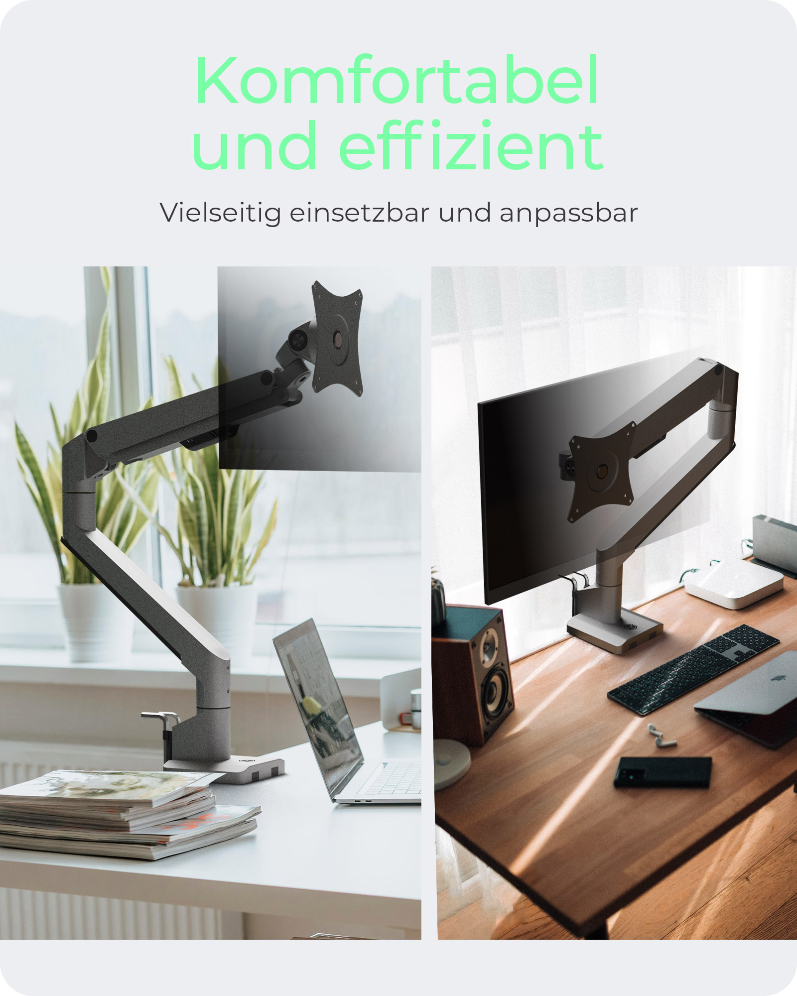 ICY BOX Befestigungskit (Klemmmontagesockel, Kabeldurchführung) - einstellbarer Arm - Bildschirm: bis zu 32, Ansicht 4