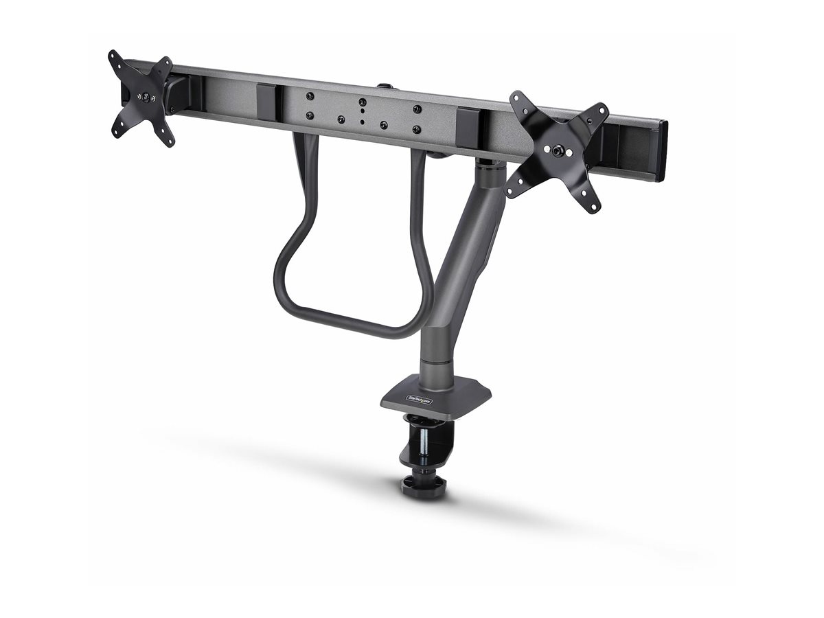 StarTech.com Desk Mount Dual Monitor Arm w/ Crossbar, Up To 27" Displays - Befestigungskit - artikulierender, mechanischer Feder - für 2 LCD-Displays - Stahl, Kunststoff - Schwarz - Bildschirmgröße: 43.2-68.6 cm (17"-27")