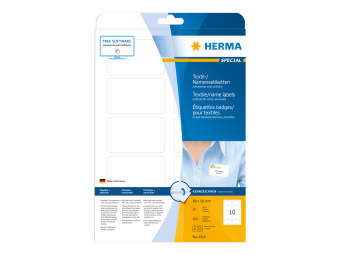HERMA Special Nametextile - Acetatseide - selbstklebend entfernbarer Klebstoff - Weiß mit roten Streifen - 63.5 x 29.6 mm 540 Etikett(en) (20 Bogen x 27)