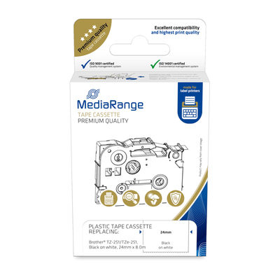 MEDIARANGE Laminiert - permanenter Klebstoff - Schwarz auf Weiß - Rolle (2,4 cm x 8 m) - Etikettenband, Ansicht 2