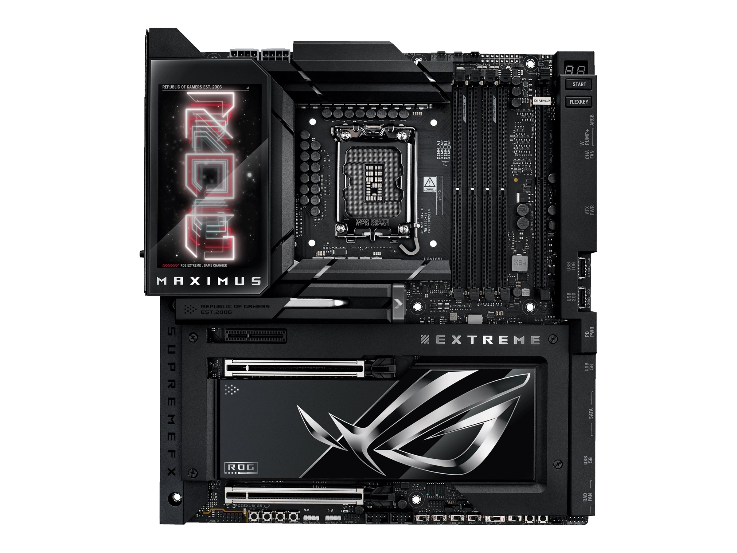 ASUS ROG MAXIMUS Z890 EXTREME - Motherboard - ATX - LGA1851 Sockel - Z890 Chipsatz - USB4, USB 3.2 Gen 1, USB-C 3.2 Gen2, USB 3.2 Gen 2 - Wi-Fi 7, Bluetooth, 10 Gigabit LAN - Onboard-Grafik (CPU erforderlich)