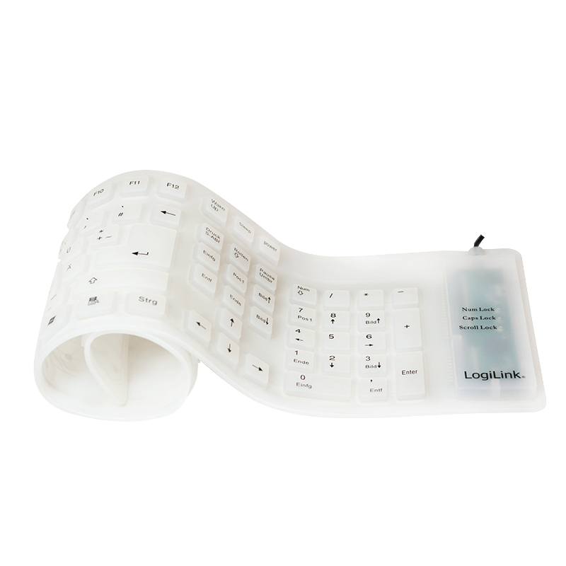 LogiLink Flexible Waterproof - Tastatur - PS/2, USB - Weiß - TL: Deutsch, QWERTZ, Ansicht 2