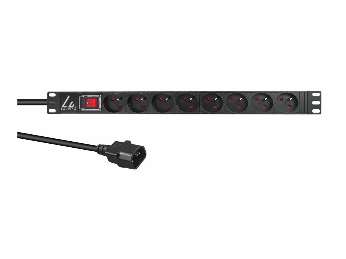 Lanview LVR-2MSCH-SW-C13-8 - Standard - 1U - Einphasig - Horizontal - Schwarz - 8 AC-Ausgänge, Ansicht 2