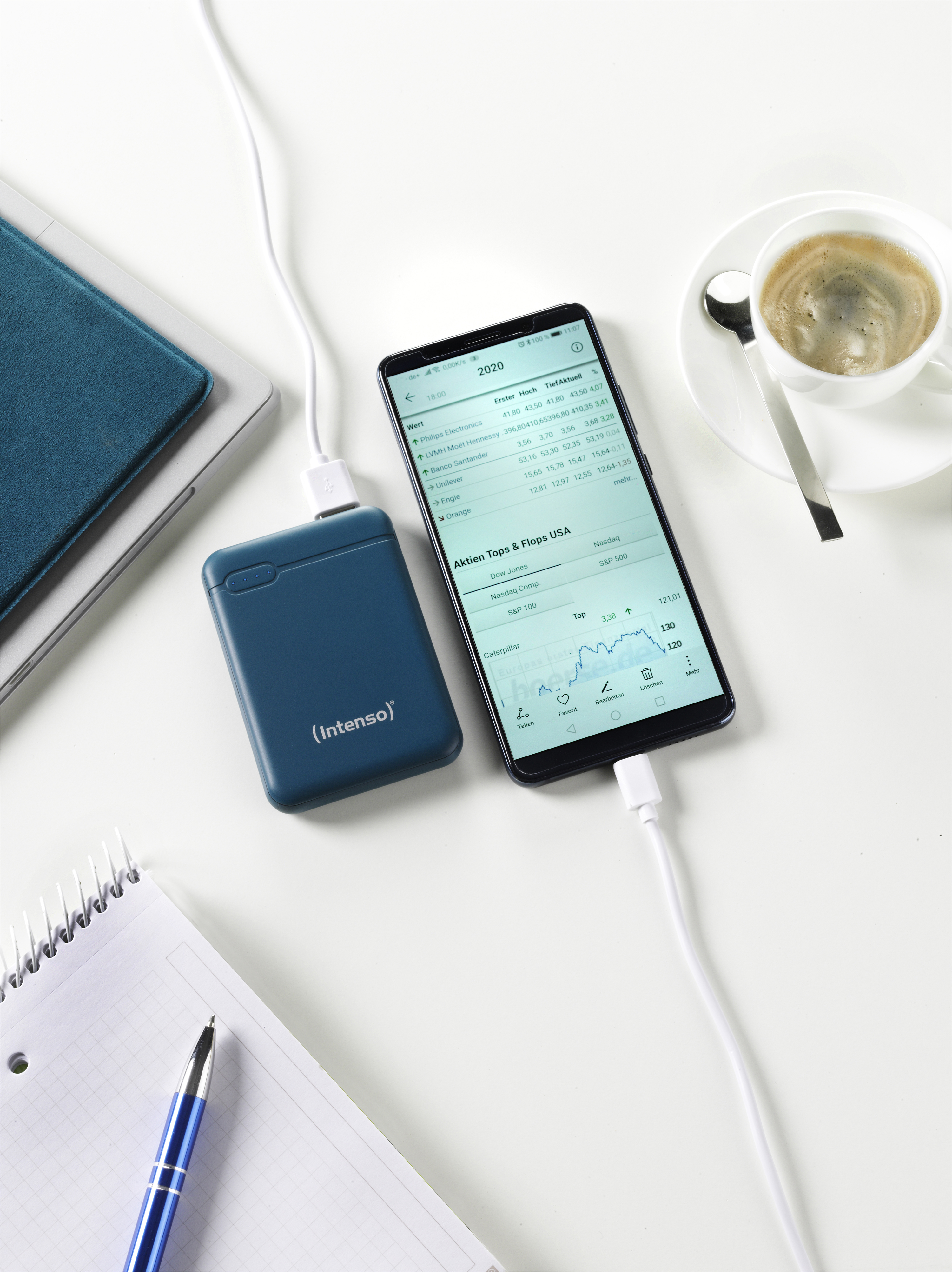 Intenso Powerbank XS5000 - Powerbank - 5000 mAh - 2.1 A - 2 Ausgabeanschlussstellen (USB, USB-C) - Petrol, Ansicht 2