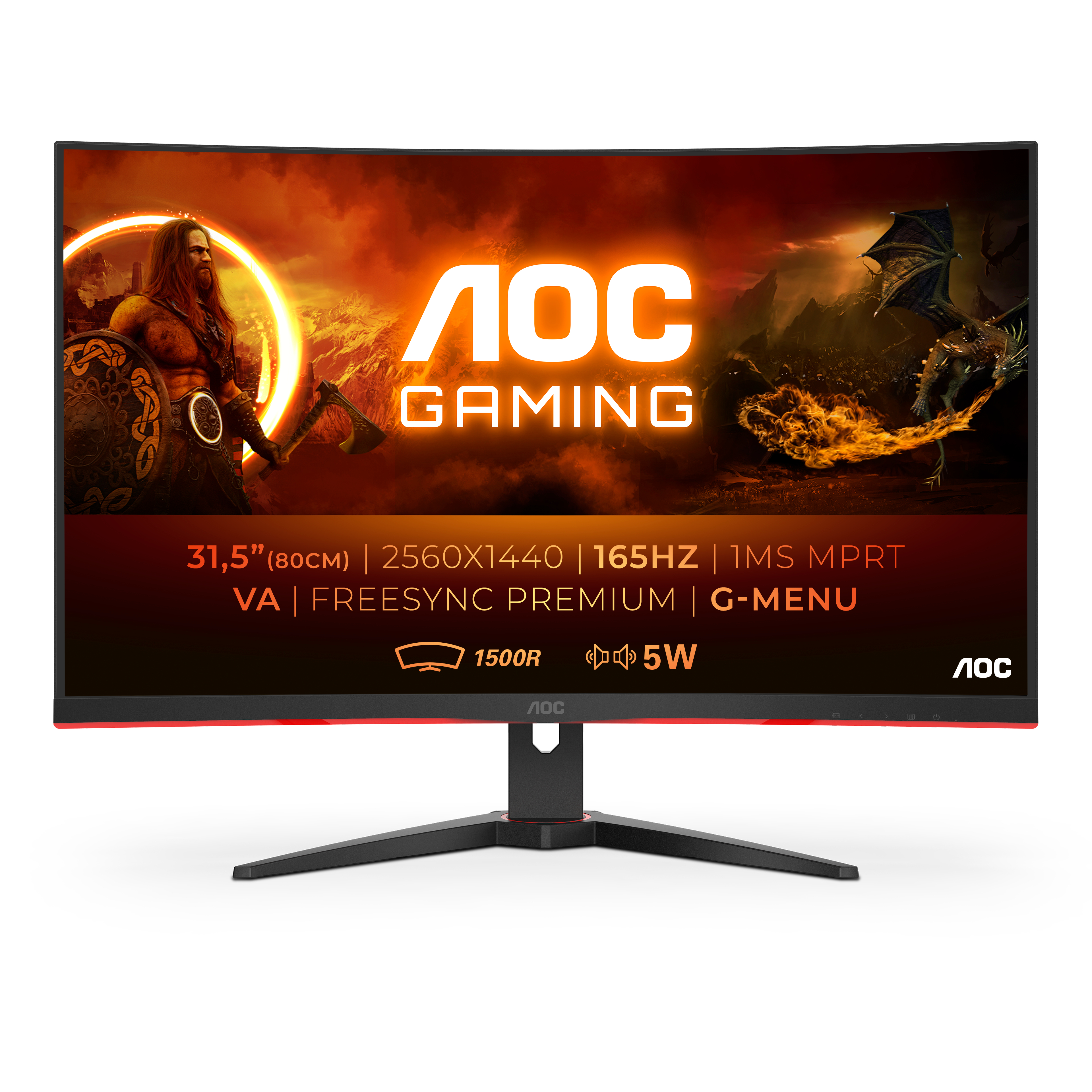 AOC G2 CQ32G2SE/BK, 80 cm (31.5&quot;), 2560 x 1440 Pixel, 2K Ultra HD, LED, 1 ms, Schwarz, Rot