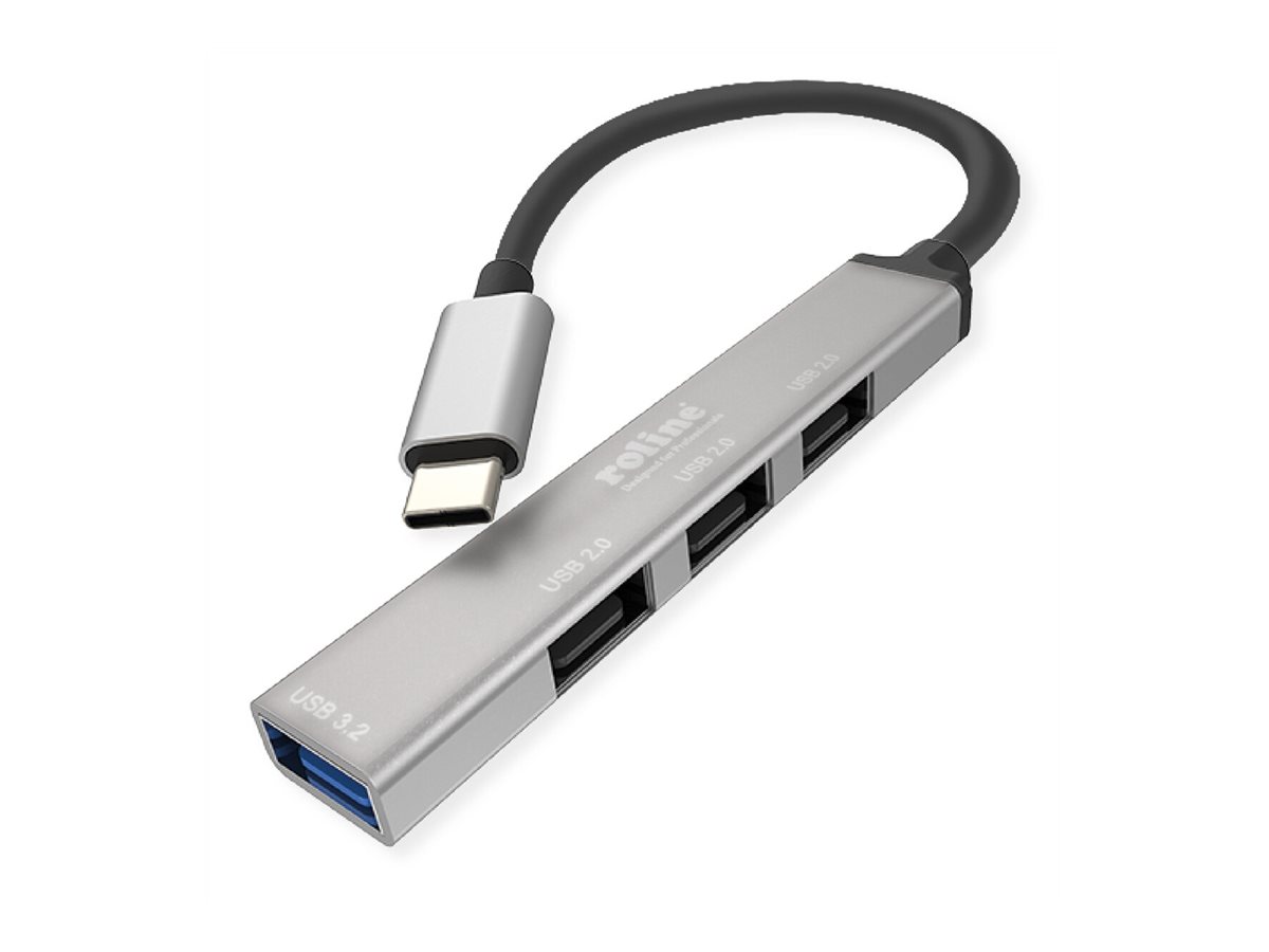 ROLINE USB3.2 Gen1 Hub 4x USB-A 1x 3.0+3x 2.0 Typ C Kabel, Ansicht 3