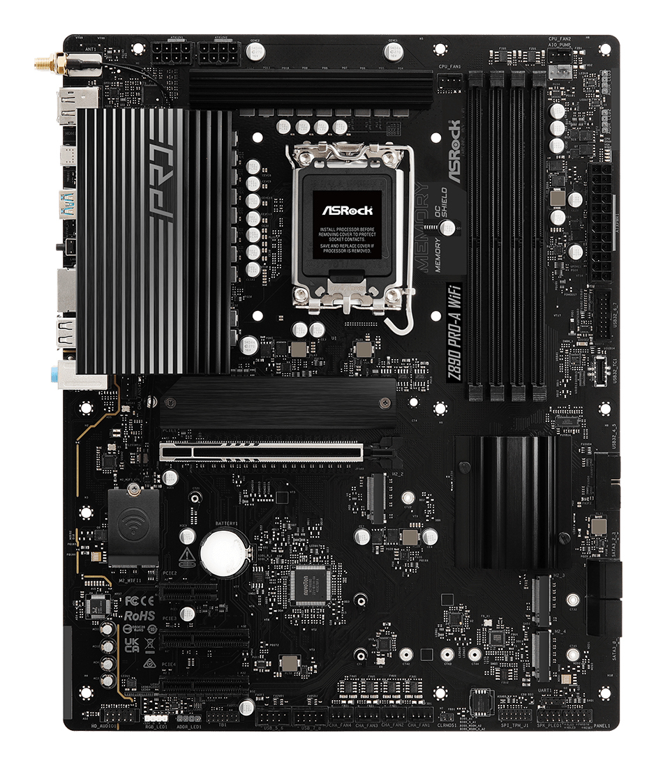 ASRock Z890 PRO-A WiFi - Motherboard - ATX - LGA1851-Sockel - Z890 Chipsatz - USB4, USB-C 3.2 Gen 2x2, USB 3.2 Gen 2, Ansicht 2