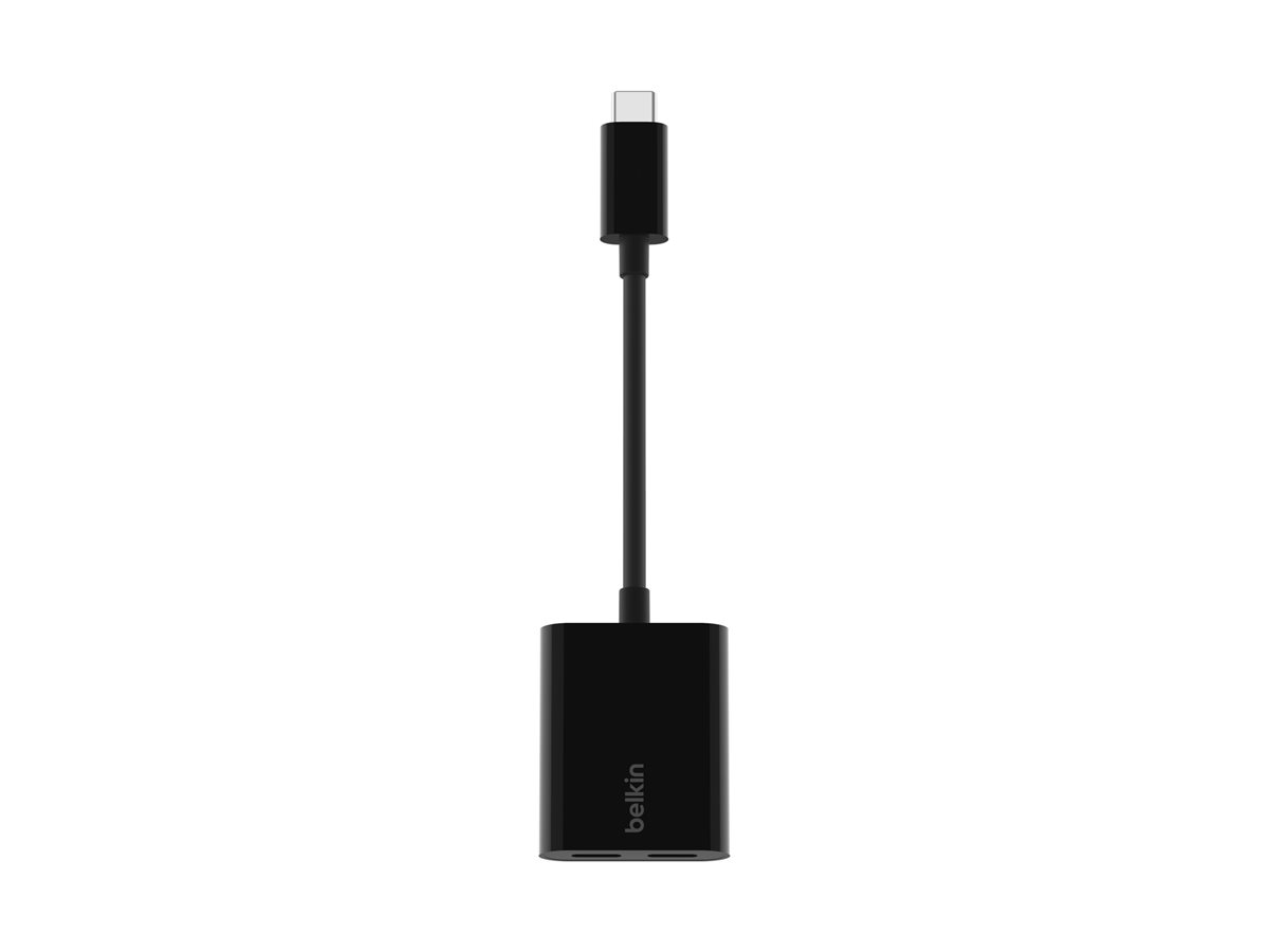 Belkin Connect Audio + Charge - USB-C auf USB-C Kopfhörer-/Ladeadapter - 24 pin USB-C männlich zu 24 pin USB-C weiblich - Schwarz, Ansicht 3