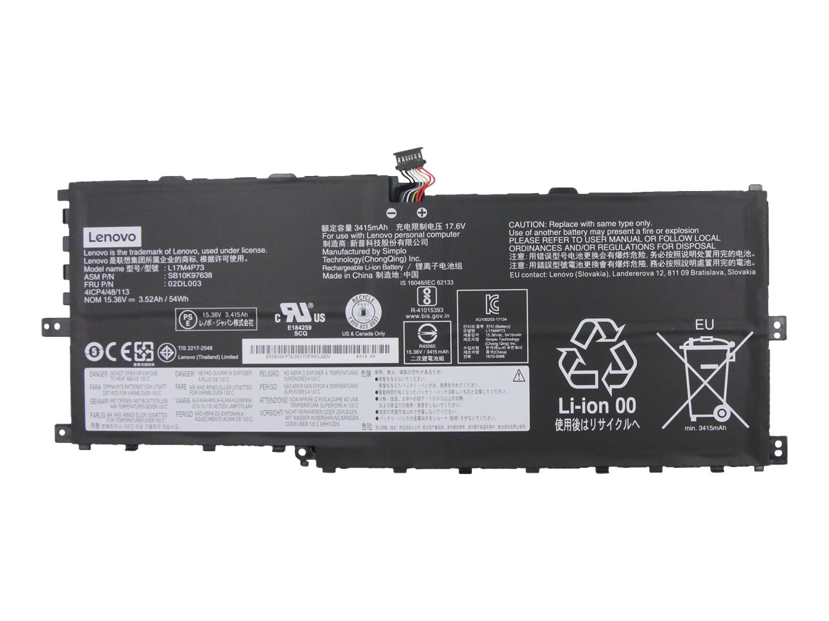 Lenovo Simplo - Laptop-Batterie - Lithium-Ionen - 4 Zellen - 3520 mAh - 54 Wh - FRU - für ThinkPad X1 Yoga (3rd Gen), Ansicht 4