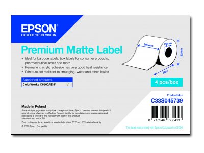 Epson Premium - Glatt matt - permanenter Acrylklebstoff - hochweiß - Rolle (203 cm x 60 m)