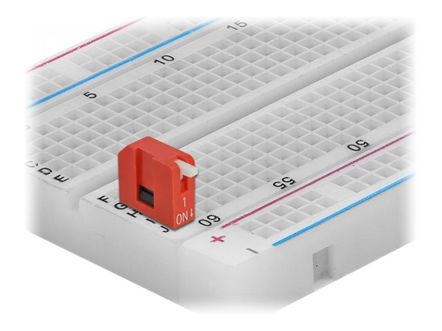 Delock DIP flip switch piano 1-digit 2.54 mm pitch THT vertical - DIP-Schalter - Rot (Packung mit 5)