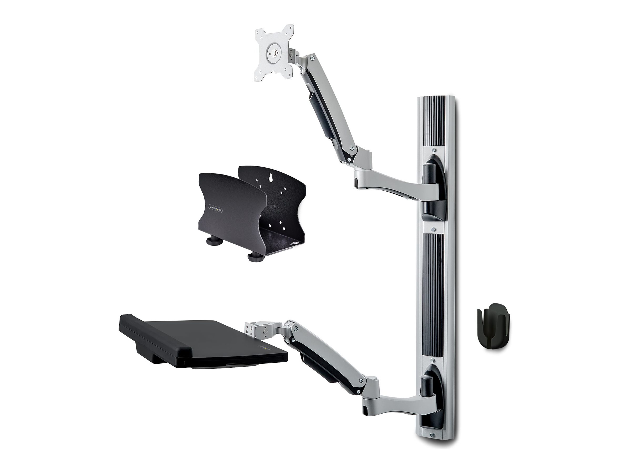 StarTech.com Workstation Wandhalterung, Monitor & PC & Tastatur Halterung - Befestigungskit - Workstation - für Flachbildschirm - Aluminium, Stahl - Schwarz - Bildschirmgröße: up to 68.6 / 82.3 cm (ultra-wide)
