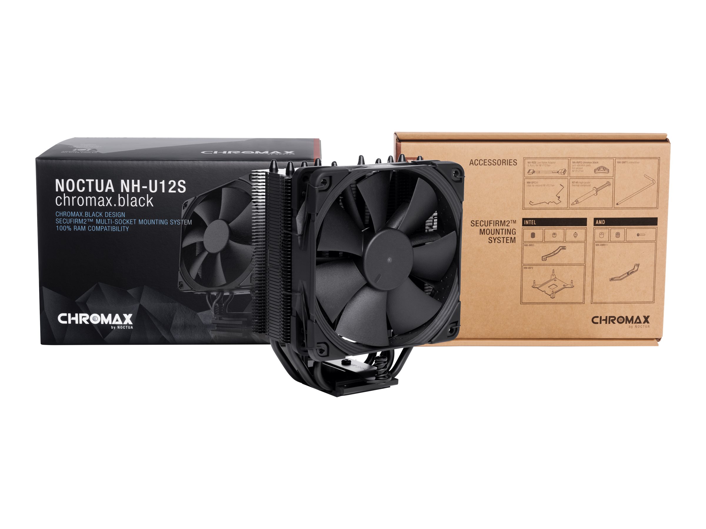 Noctua chromax NH-U12S - Prozessor-Luftkühler - (für: LGA1156, AM2, AM2+, AM3, LGA1155, AM3+, LGA2011, FM1, FM2), Ansicht 2