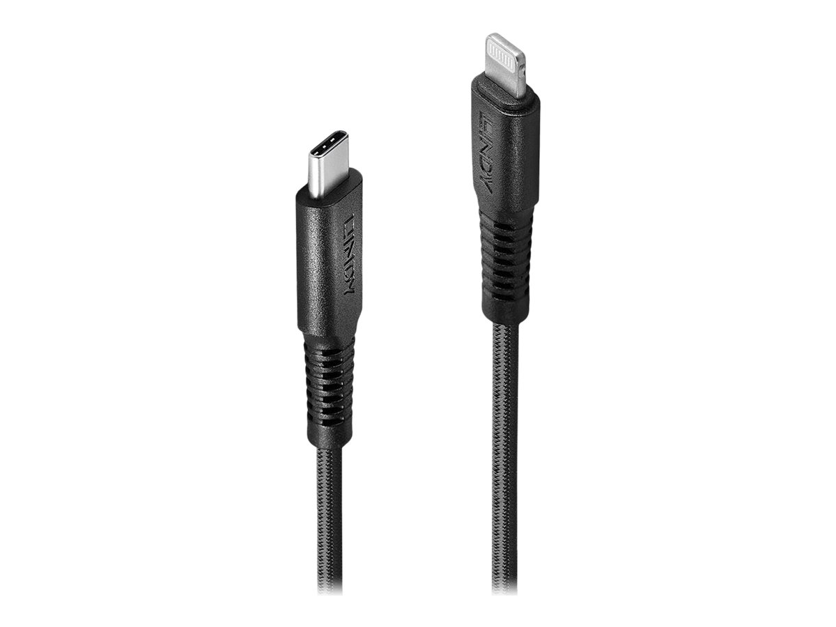 Lindy - Lightning-Kabel - 24 pin USB-C männlich zu Lightning männlich - 50 cm - abgeschirmt - Schwarz