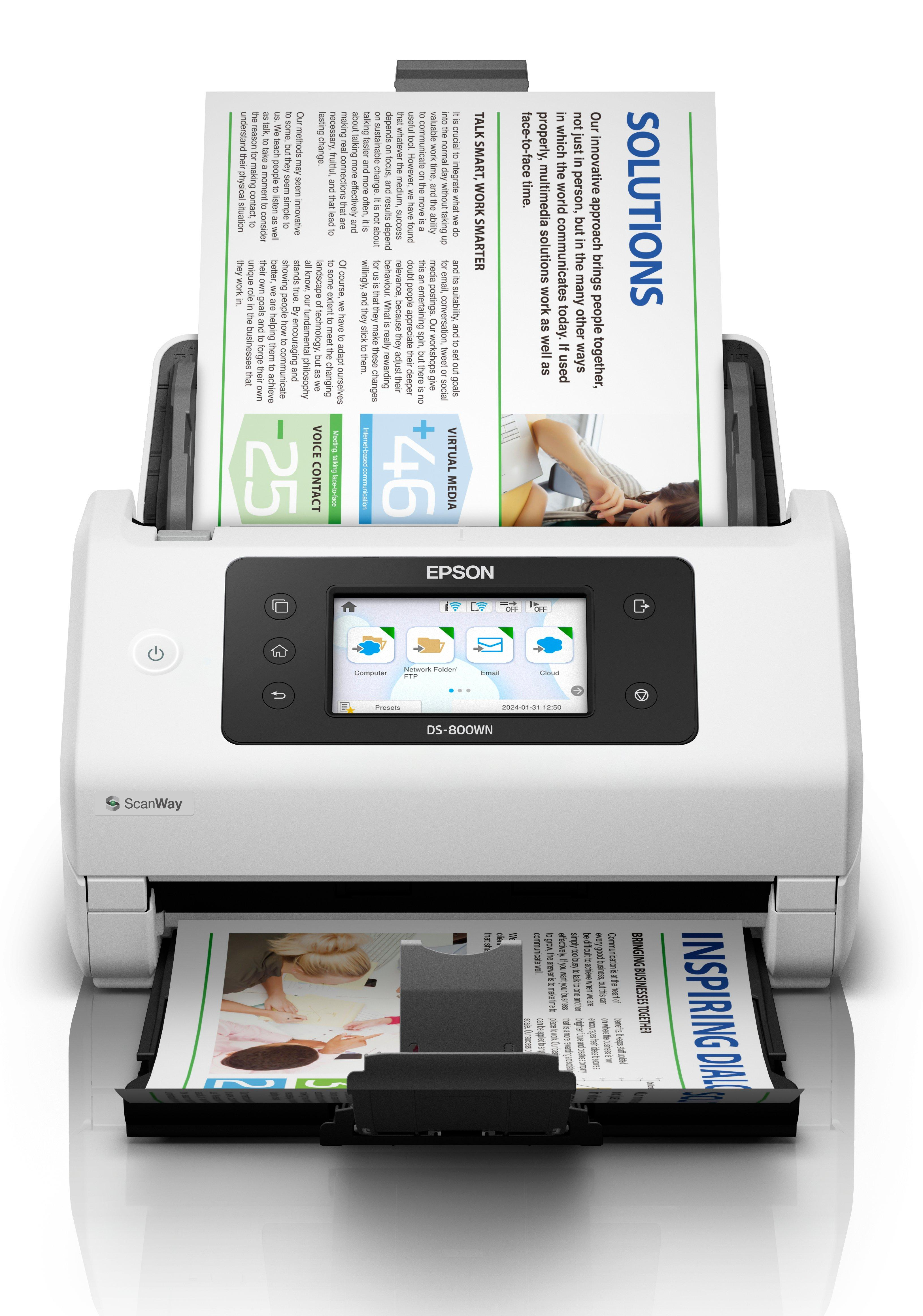 Epson WorkForce DS-800WN - Dokumentenscanner - Duplex - A4/Legal - 600 dpi x 600 dpi - bis zu 50 Seiten/Min. (einfarbig), Ansicht 3