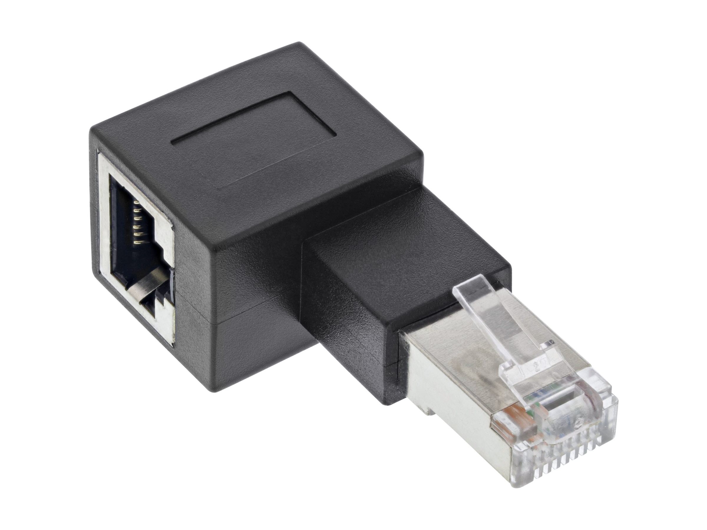 InLine Patchkabel-Adapter Cat.6A - RJ45 SteckerBuchse - 90° nach links gewinkelt