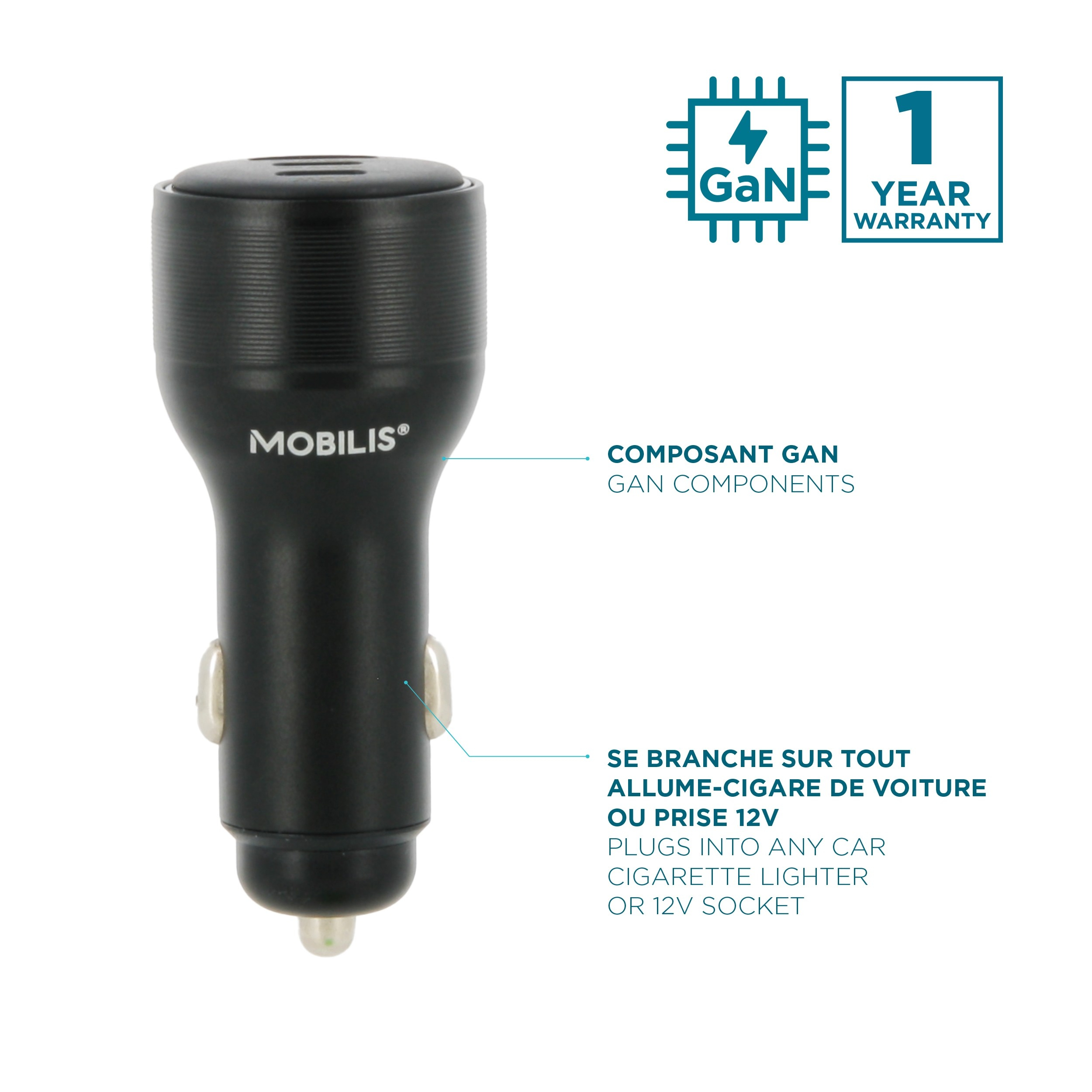 Mobilis Energia Charger - 95W Car - 2 USB C+ 1 A, Ansicht 3