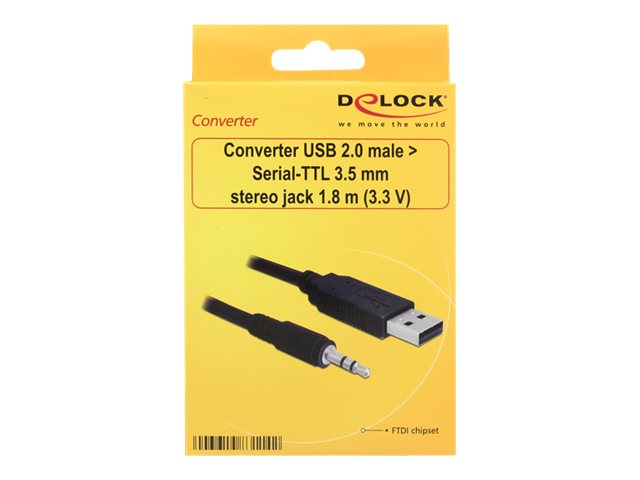 Câble adaptateur USB Serial-TTL Stecker > 3.5 mm Klinke 1.8 m (3.3V) Delock  - Câble adaptateur USB Serial-TTL Stecker > 3.5 mm Klinke 1.8 m (3.3V)  Delock