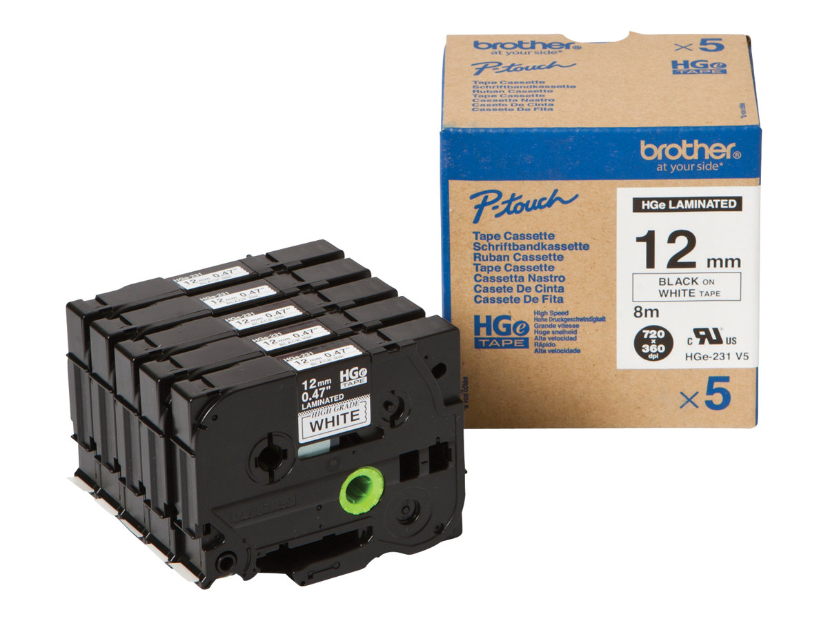 Brother HGE-231V5 - Schwarz auf Weiß - Rolle (1,2 cm x 8 m), Ansicht 3